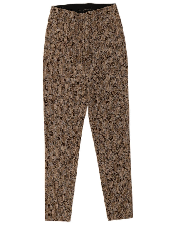 Damskie spodnie Skinny Casual Zara XS W24 L26 Brązowy poliester z nadrukiem zwierzęcym