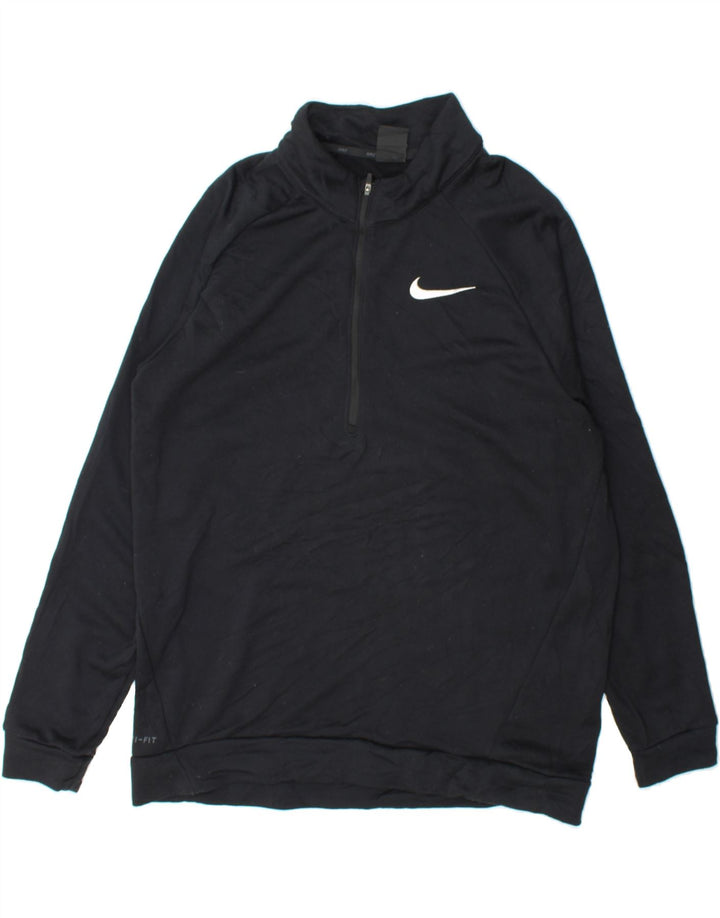 NIKE Mens Dri Fit Zip Neck Sweatshirt Jumper Large Black Polyester Vintage Nike and Second-Hand Nike from Messina Hembry 