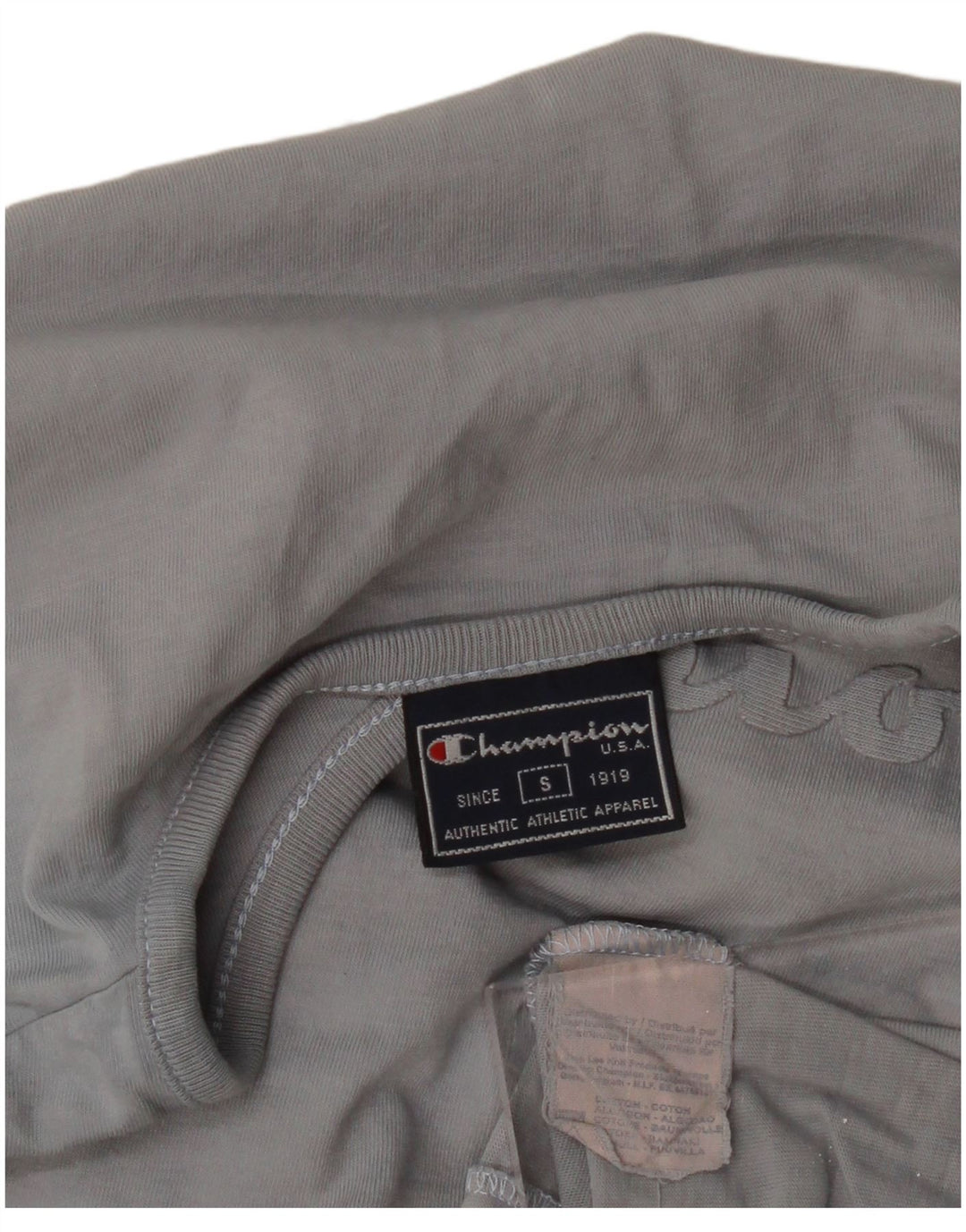 Damska koszulka graficzna CHAMPION Top UK 10, mała, granatowa, bawełniana