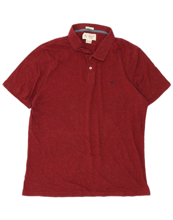 Męska koszulka polo Penguin Heritage Slim Fit 2XL, bordowa, nakrapiana bawełna