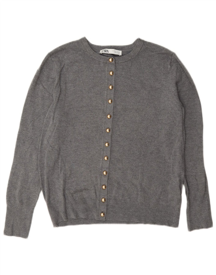 Sweter damski Zara Cardigan UK 14, duży, szary, wiskozowy, klasyczny