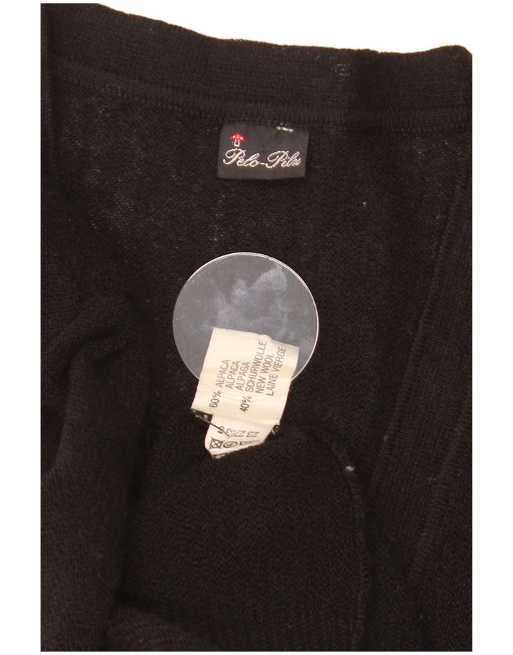 Vintage męski sweter rozpinany, mały czarny akryl