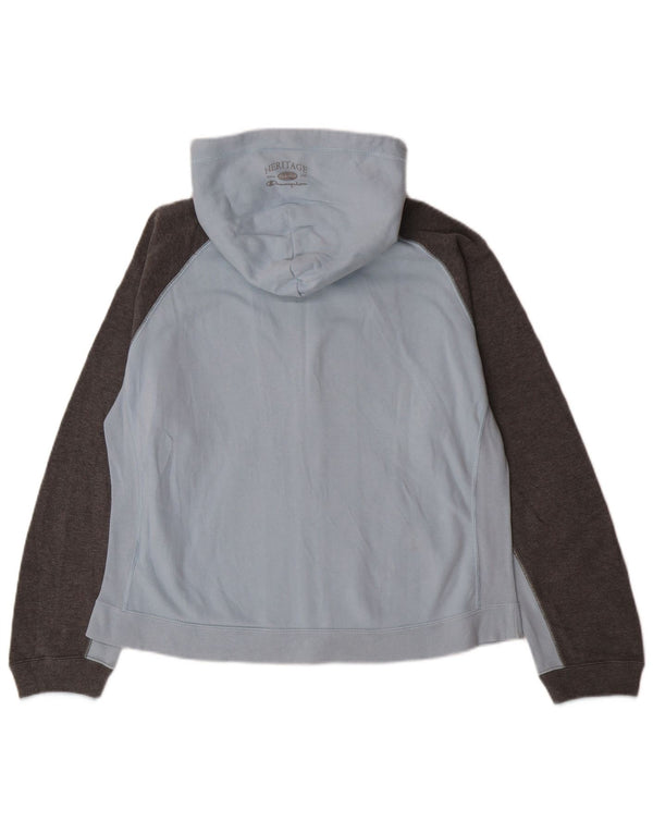 Damski sweter z kapturem i zamkiem CHAMPION UK 18 XL, niebieska bawełna z blokami kolorów