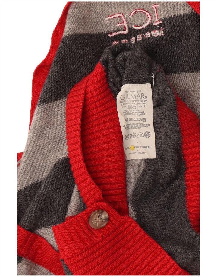 Damski sweter o przedłużonym kroju Iceberg UK 10, mała, szara wełna w paski