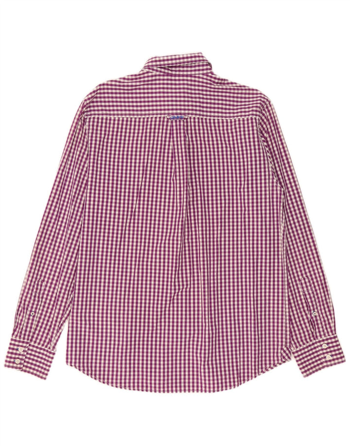Crew Clothing Koszula męska, duża, fioletowa bawełniana kratka