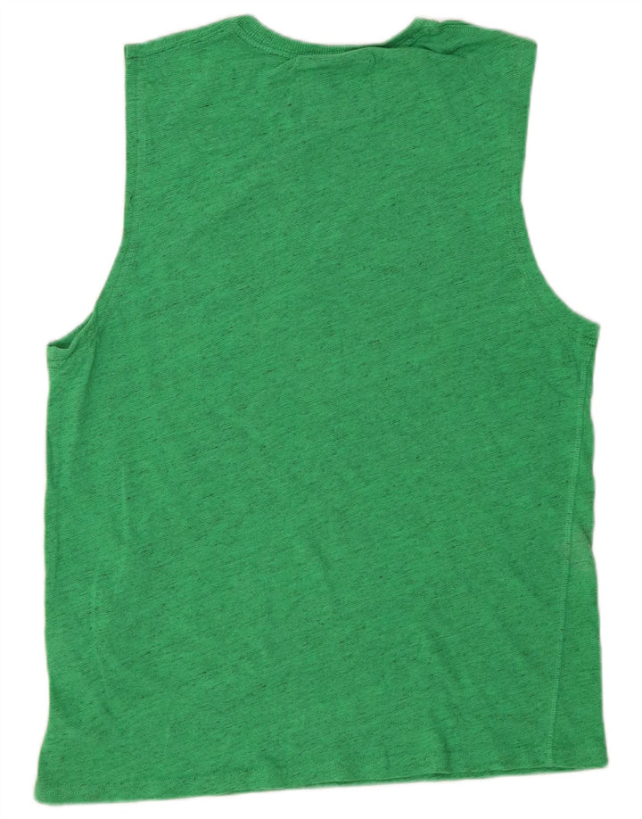 SUPERDRY Męski T-shirt z grafiką, duży, zielony, w plamki, bawełniany