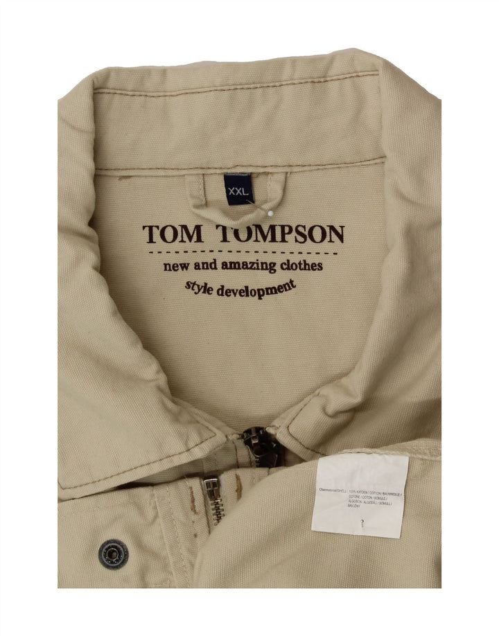 TOM TOMPSON Mens Graphic Utility Jacket UK 44 2XL Beige Cotton Vintage Tom Tompson and Second-Hand Tom Tompson from Messina Hembry 