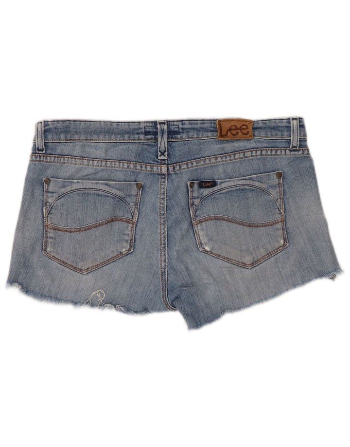 Damskie spodenki jeansowe LEE Bell Distressed W30 Średnioniebieskie, bawełniane