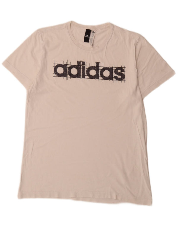 Męska koszulka z grafiką Adidas, średnia, biała bawełna