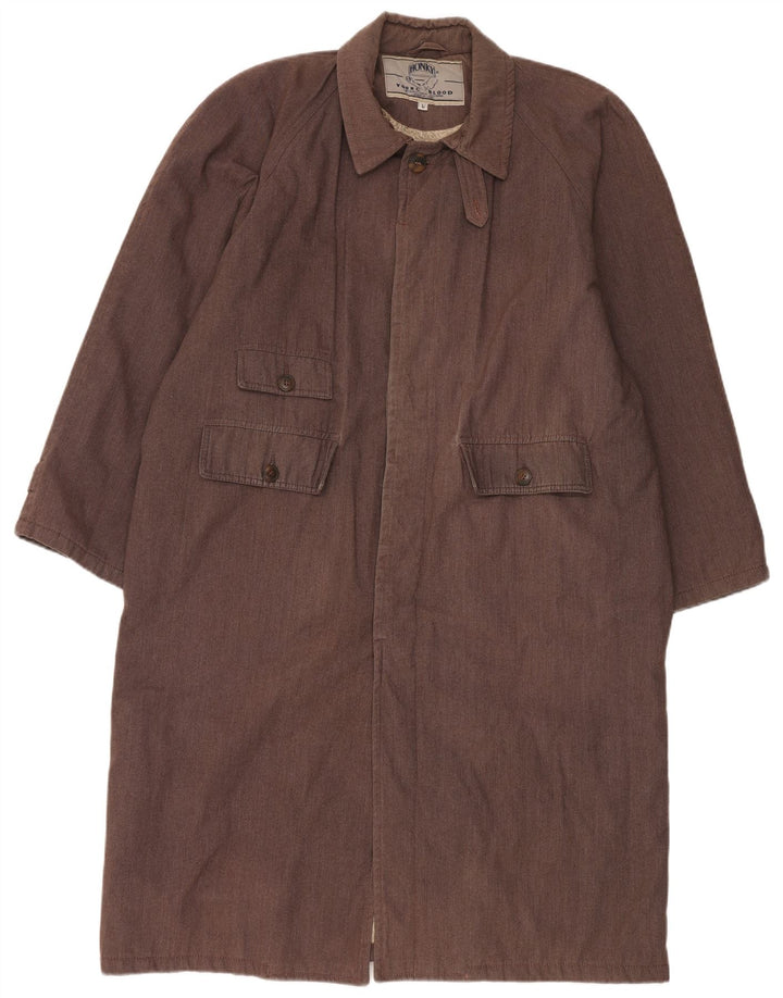 Płaszcz męski Vintage UK 40, duży, brązowy, bawełniany