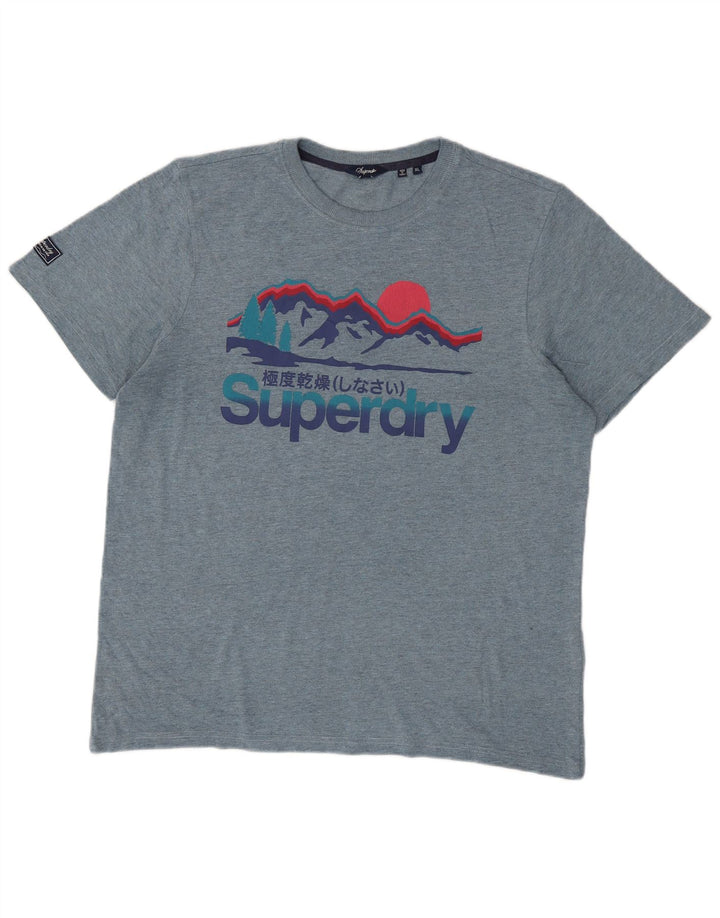 Męski T-shirt Superdry z grafiką, rozmiar XL, niebieski