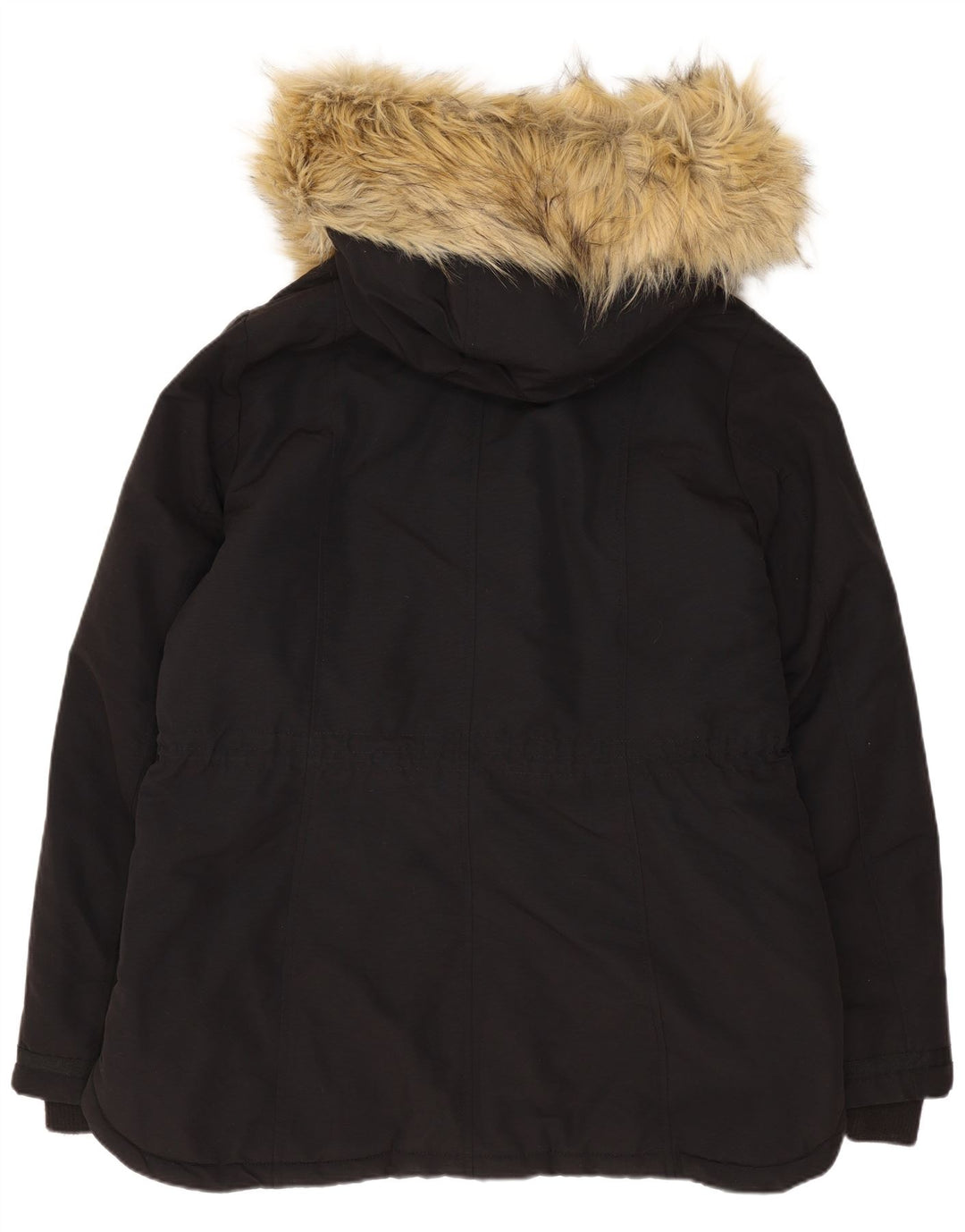 Damska kurtka parka z kapturem Monsoon UK 14, duża, czarna, bawełniana