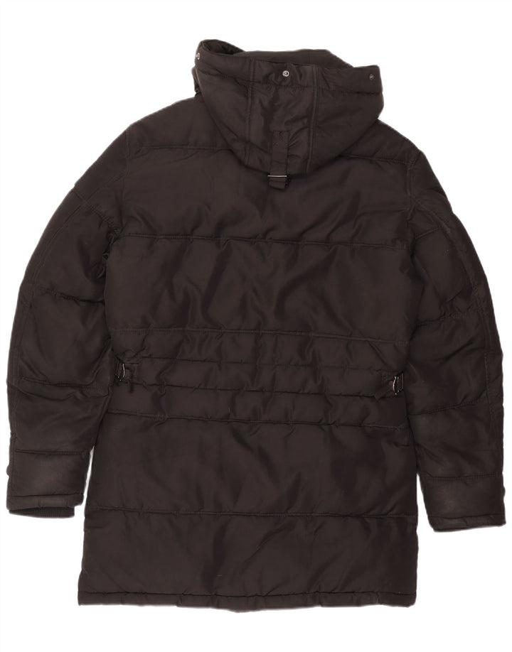 Męski ocieplany płaszcz z kapturem Zara UK 36, mały, czarny poliester