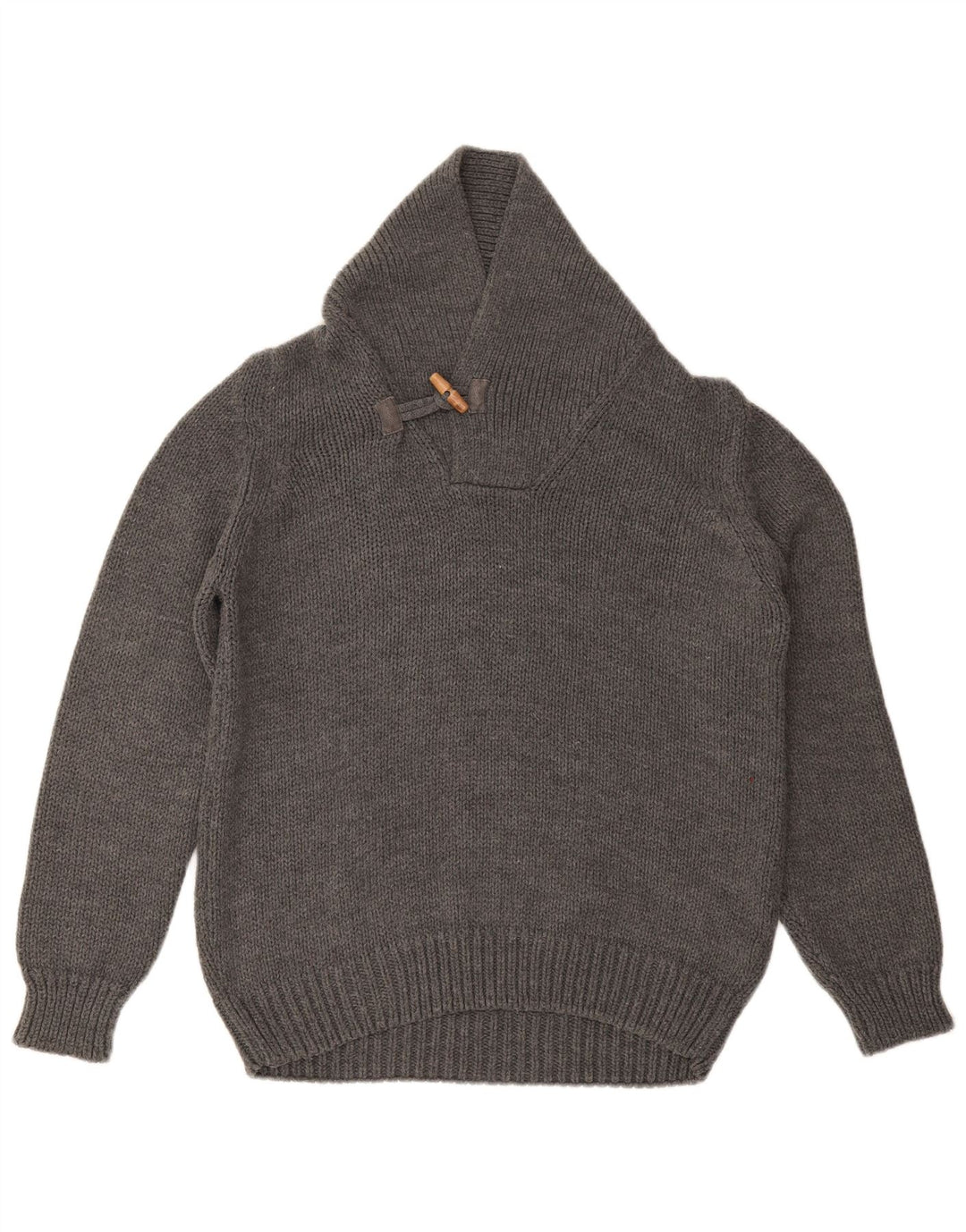 Męski sweter ZARA z szalowym dekoltem, duży, szary, akrylowy