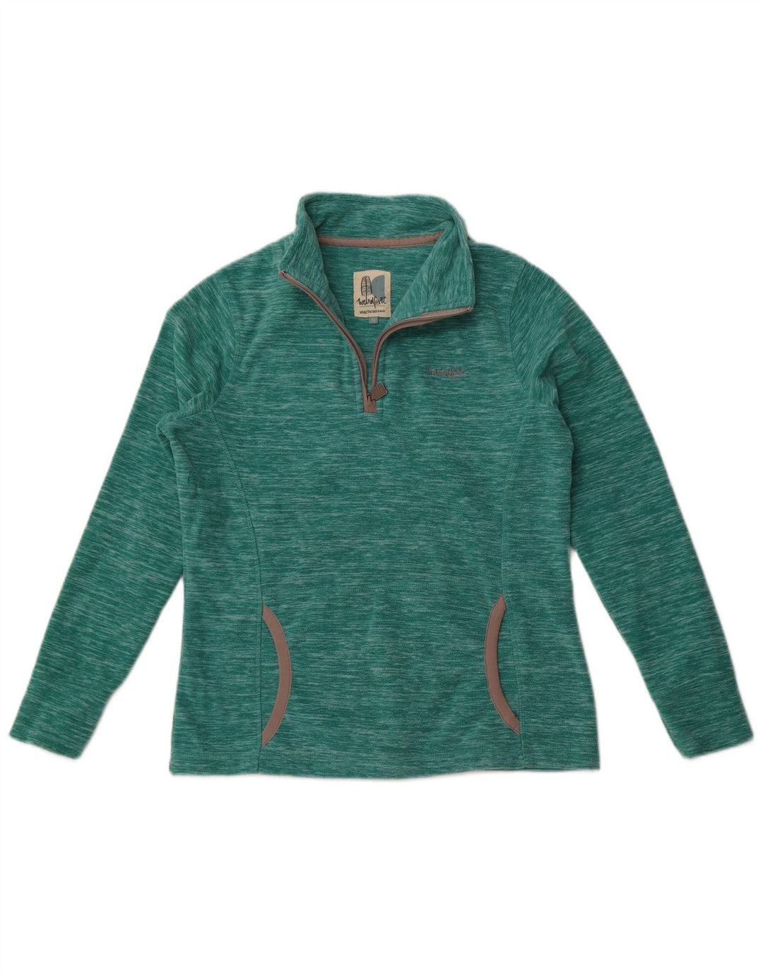 Damski sweter oversize Weird Fish z polaru UK 10, mały, zielony, poliester