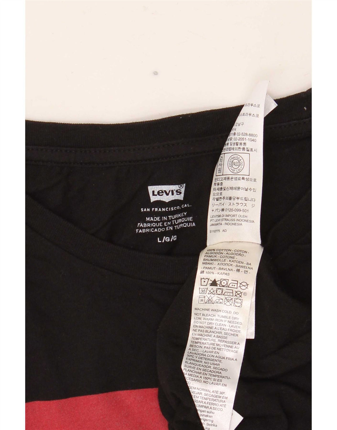 Męski graficzny top Levi's z długim rękawem, duży, czarny, bawełniany
