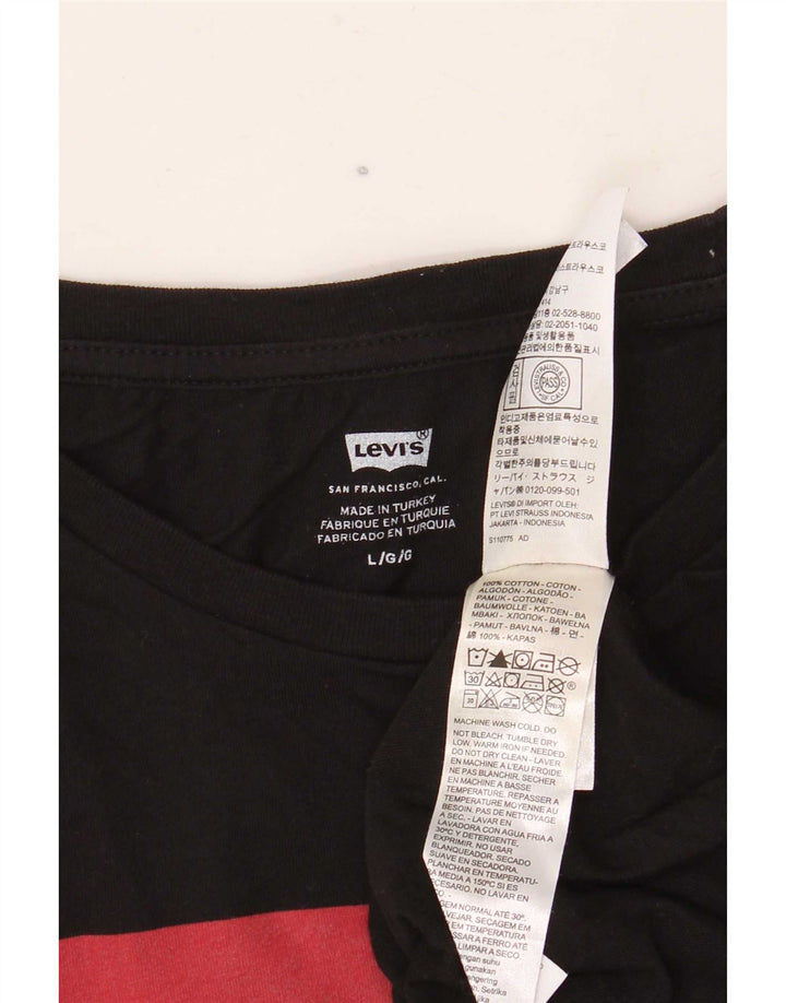 Męski graficzny top Levi's z długim rękawem, duży, czarny, bawełniany