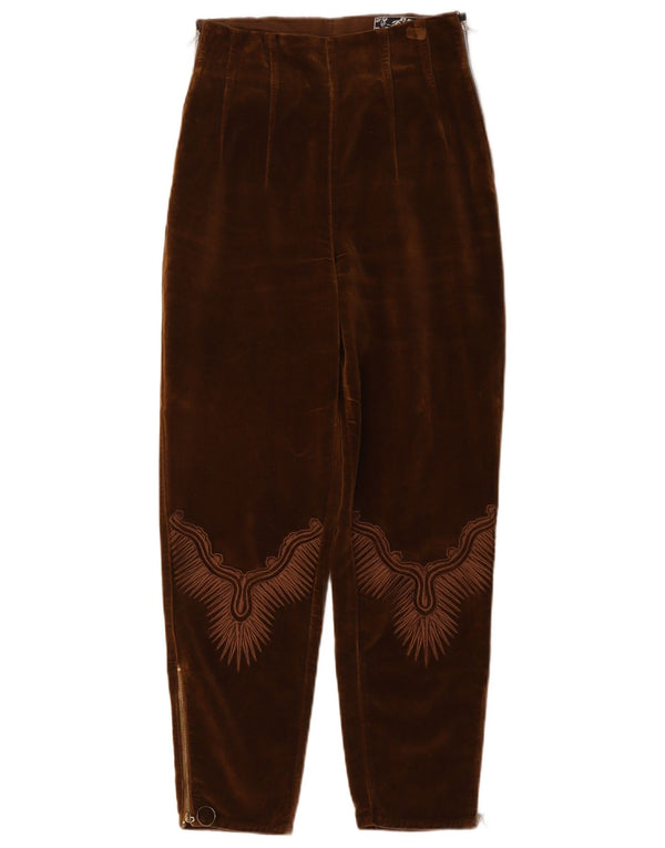 Vintage damskie zwężane spodnie codzienne z wysokim stanem IT 40 Small W26 L26 brązowe