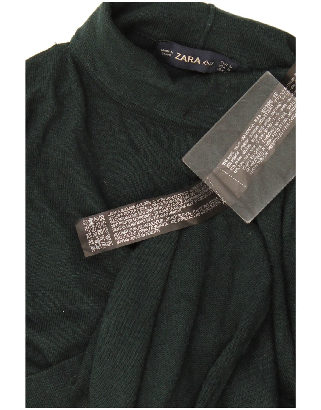 Damski sweter z wywijanym dekoltem Zara UK 14, średni zielony modal