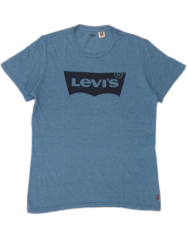 Męski T-shirt z grafiką Levi's, mały, niebieski nakrapiany