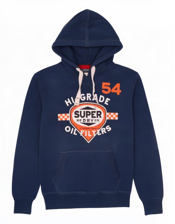 Męski sweter z kapturem Superdry z grafiką, średni granatowy, bawełniany