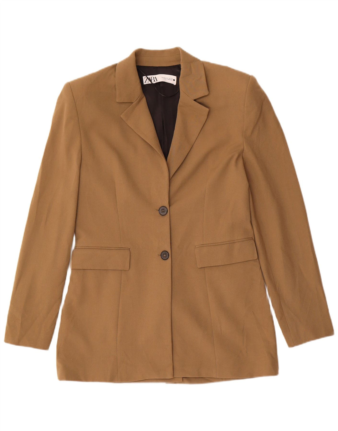 ZARA Womens 2 Button Blazer Jacket UK 12 Medium Beige Polyester