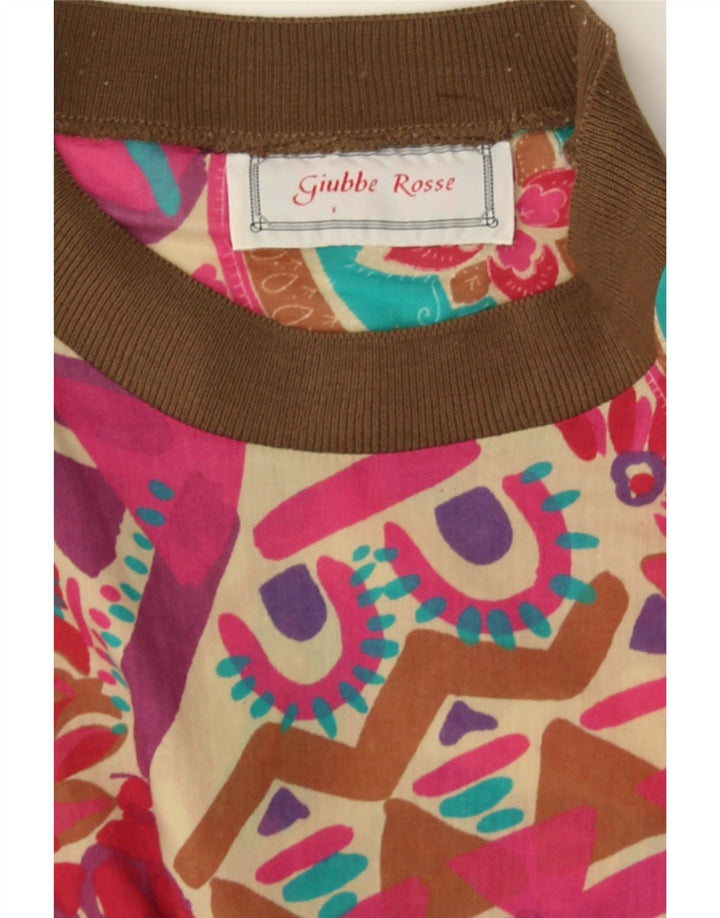 Bluzka damska Vintage Top UK 16, duża, wielokolorowa, geometryczna