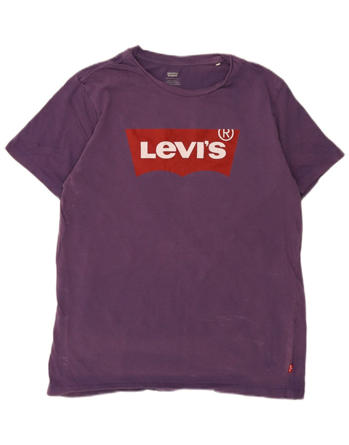 Męska koszulka z grafiką Levi's, średnia fioletowa bawełna