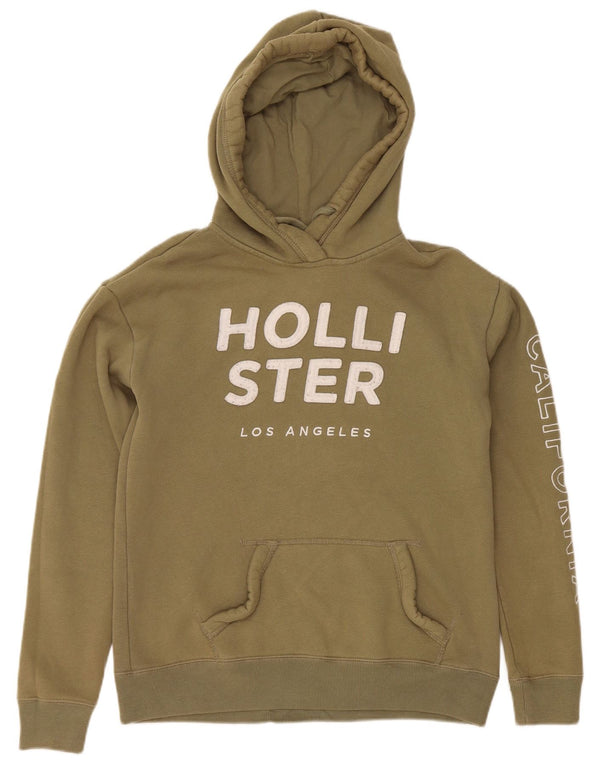 Damski sweter Hollister z grafiką, oversize, UK 6 XS, bawełna khaki