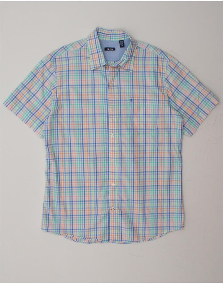 IZOD Mens Short Sleeve Shirt Large Multicoloured Check Cotton Vintage Izod and Second-Hand Izod from Messina Hembry 