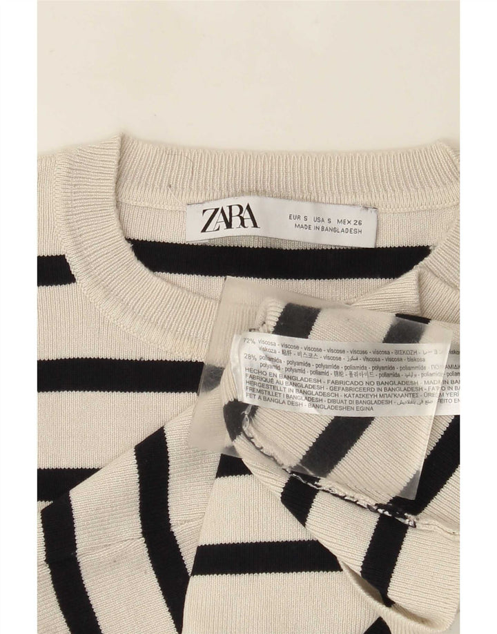 Damski krótki top Zara UK 8 Small White Striped Wiskoza