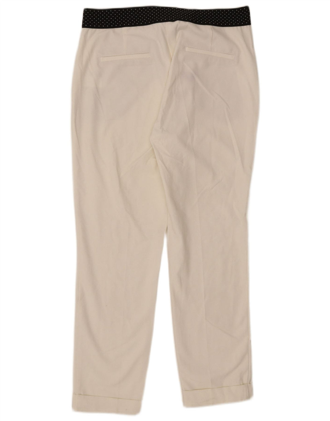 Damskie spodnie typu slim chino Zara, duże, W30 L27, biały poliester z blokami kolorów