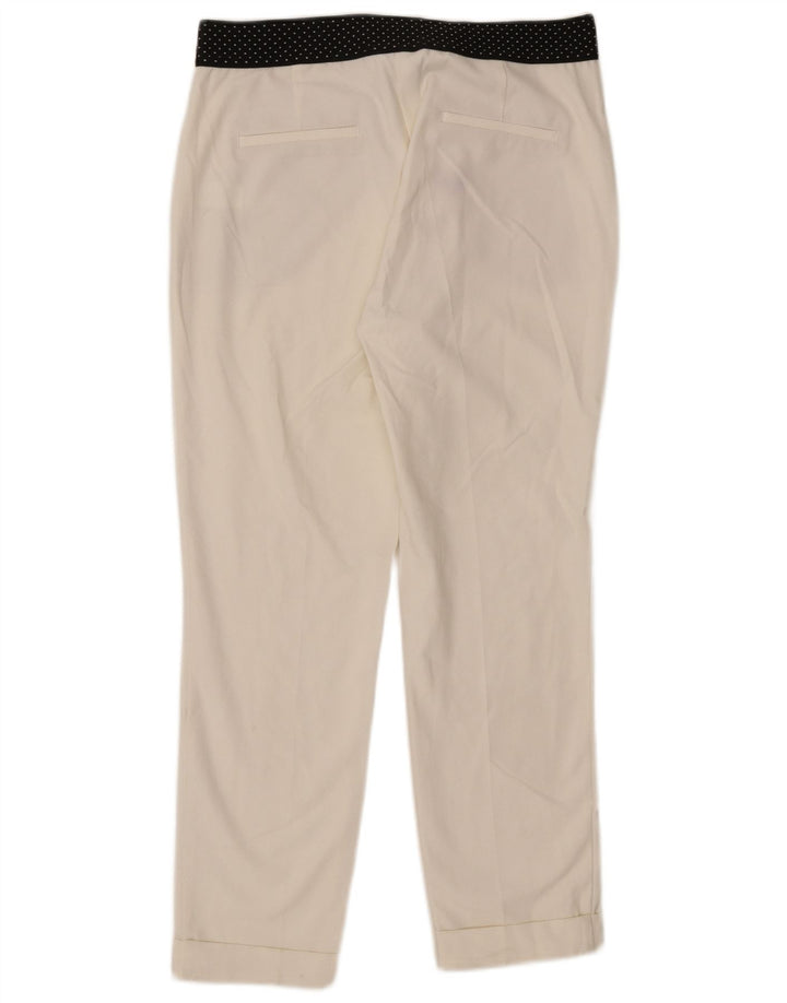 Damskie spodnie typu slim chino Zara, duże, W30 L27, biały poliester z blokami kolorów