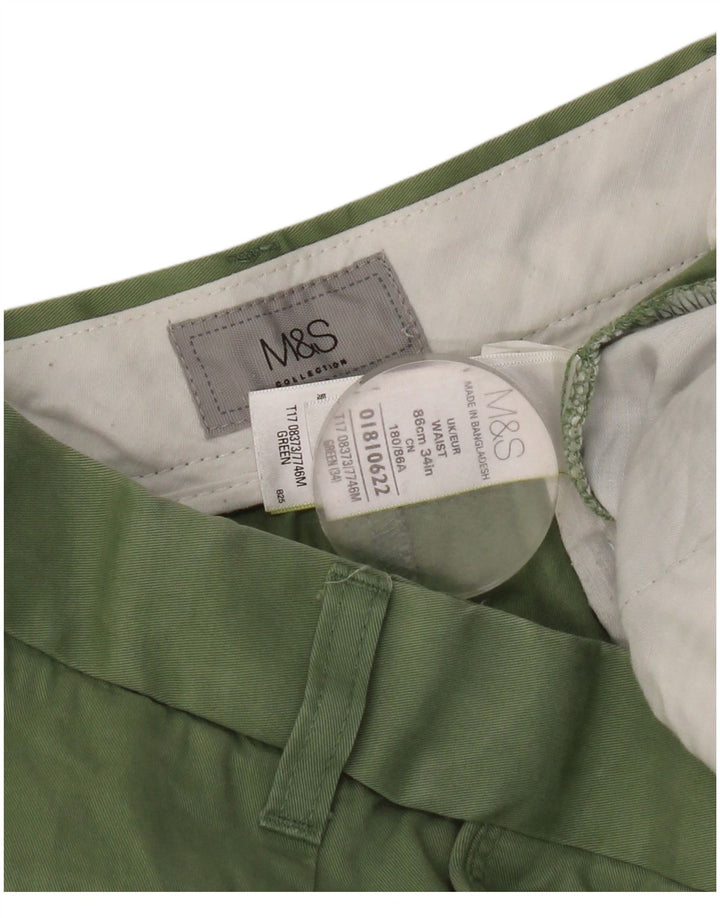 Marks & Spencer Damskie spodenki Chino W34, duże, zielone, bawełniane