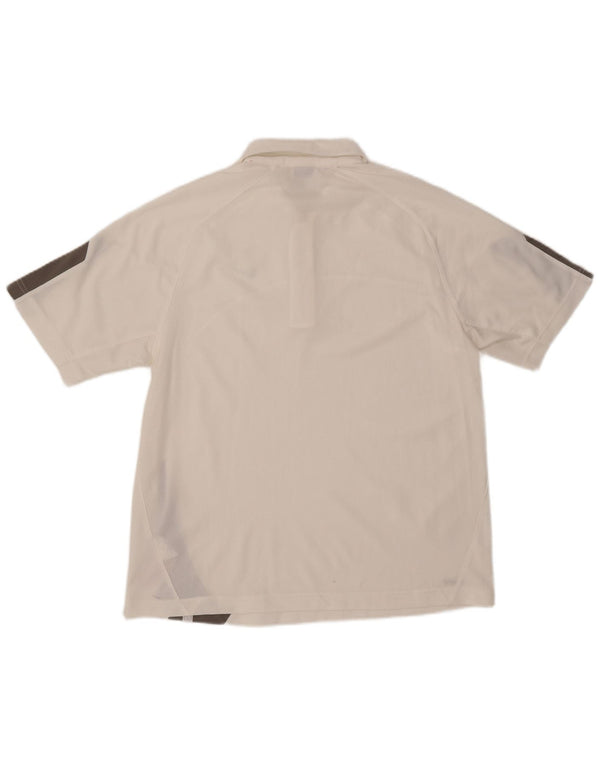 Męska koszulka polo NIKE UK 42/44, duża, biała, poliestrowa z blokami kolorów