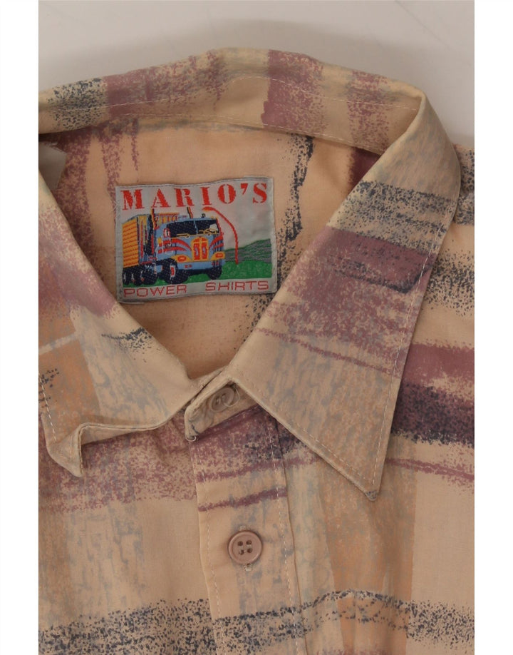 MARIO'S Mens Short Sleeve Shirt Large Orange Check Vintage Mario's and Second-Hand Mario's from Messina Hembry 