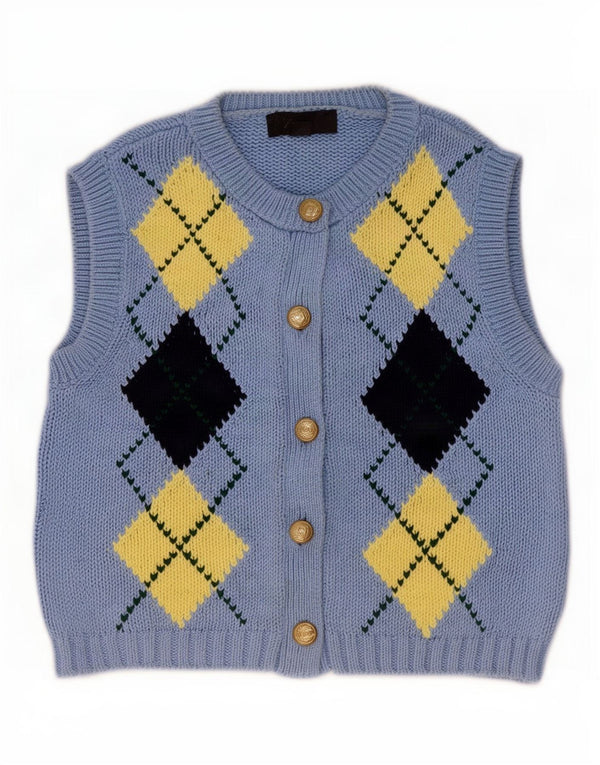 Sweter damski Zara Crop Cardigan UK 10 Small Blue Argyle/Diament
