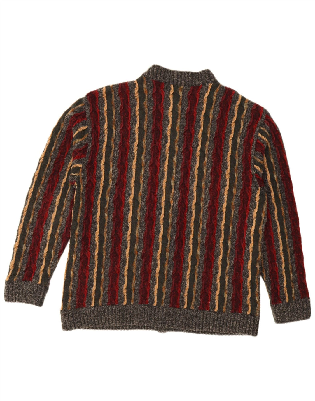 Sweter męski w stylu vintage, duży, szary, wełniany w paski