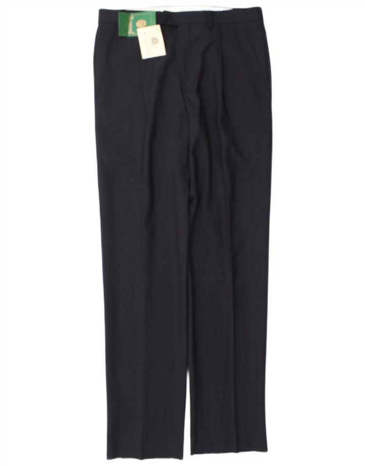 Męskie spodnie garniturowe w stylu vintage IT 48 Medium W32 L34 Granatowa wełna