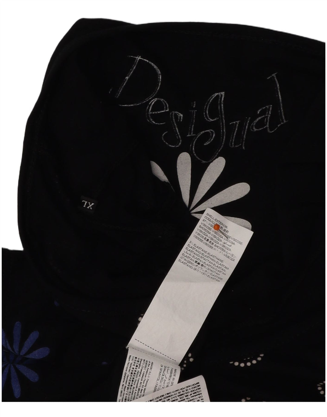 DESIGUAL Damska sukienka o linii A UK 18 XL Czarna wiskoza w kwiaty