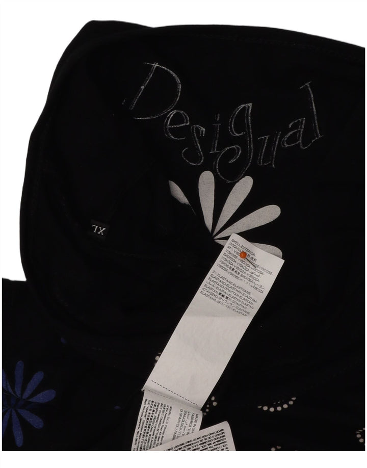 DESIGUAL Damska sukienka o linii A UK 18 XL Czarna wiskoza w kwiaty