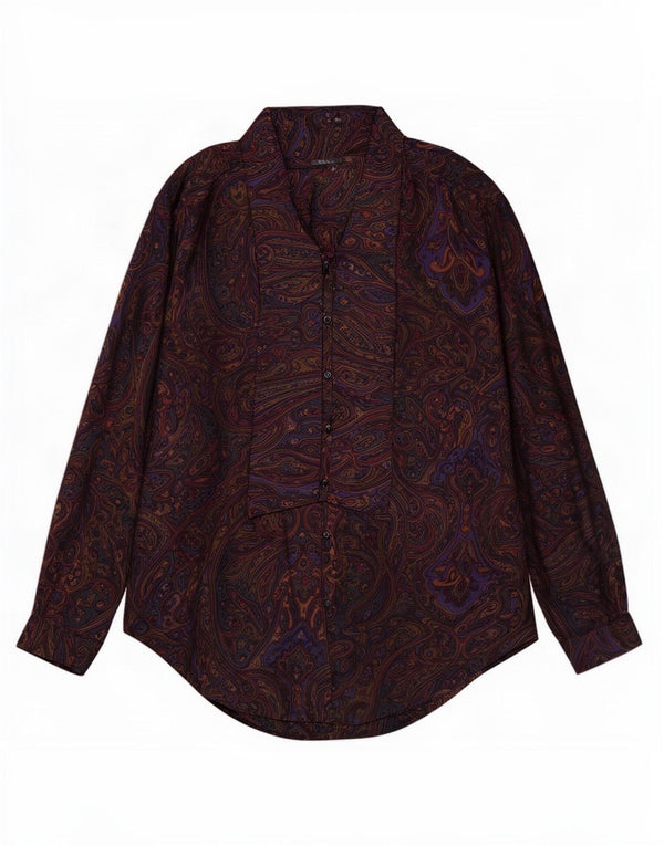 Damska bluzka koszulowa w stylu vintage, wiązana z przodu, UK 20 2XL, zielona paisley