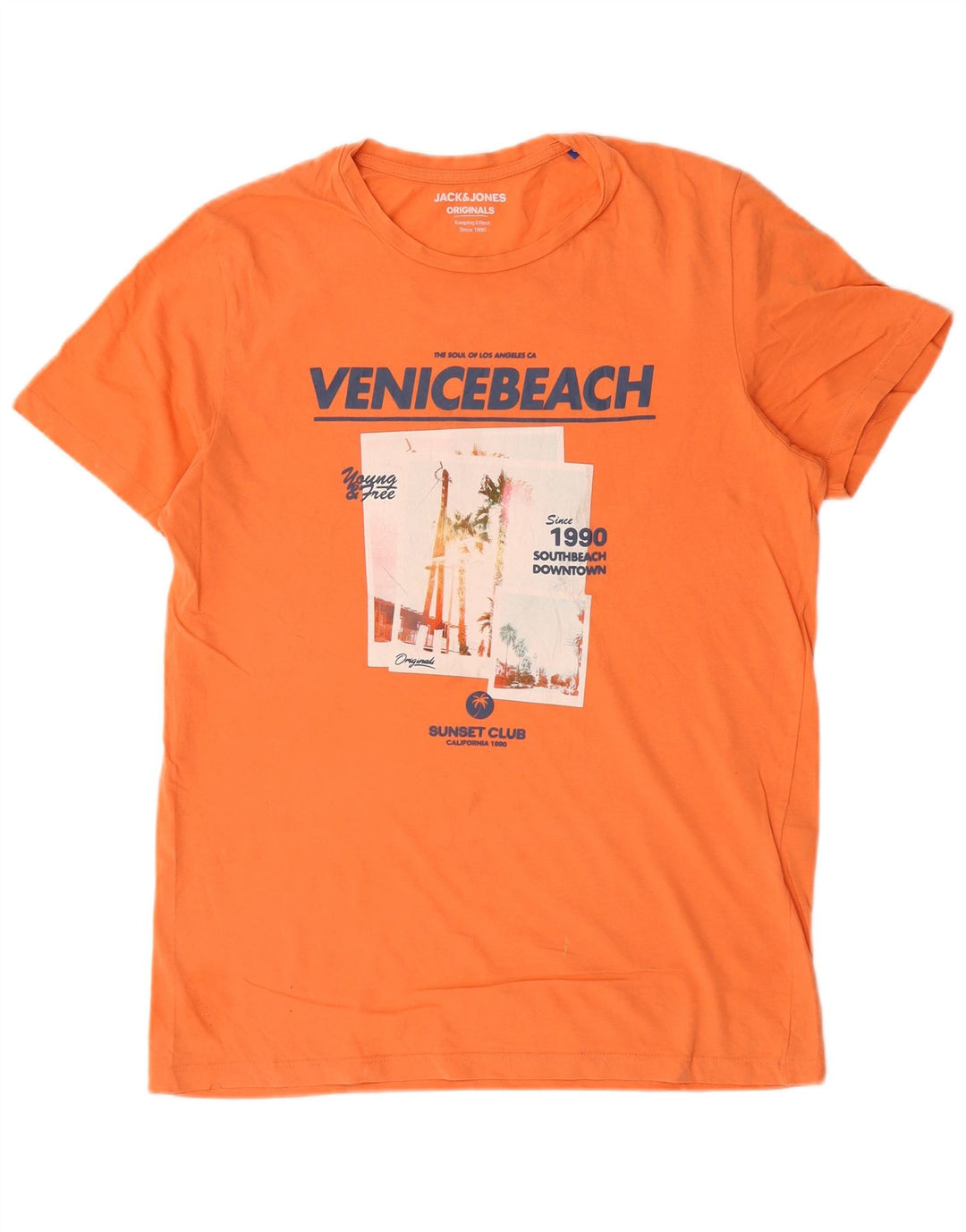 Męski T-shirt z grafiką Jack & Jones, duży, pomarańczowy, bawełniany