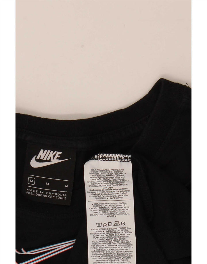 Damski T-shirt Nike o krótkim kroju, UK 14, średni czarny, bawełniany
