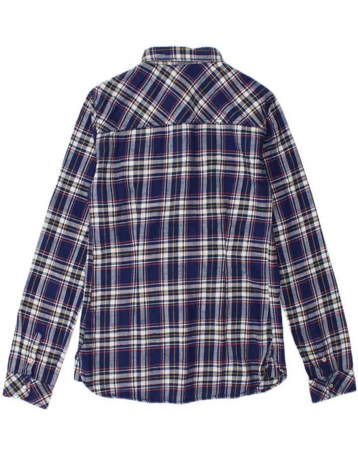 ROXY Womens Flannel Shirt UK 12 Medium Blue Check Cotton