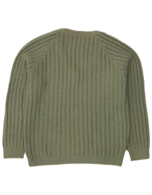 Vintage męski sweter z dekoltem w kształcie litery V, XL, zielony