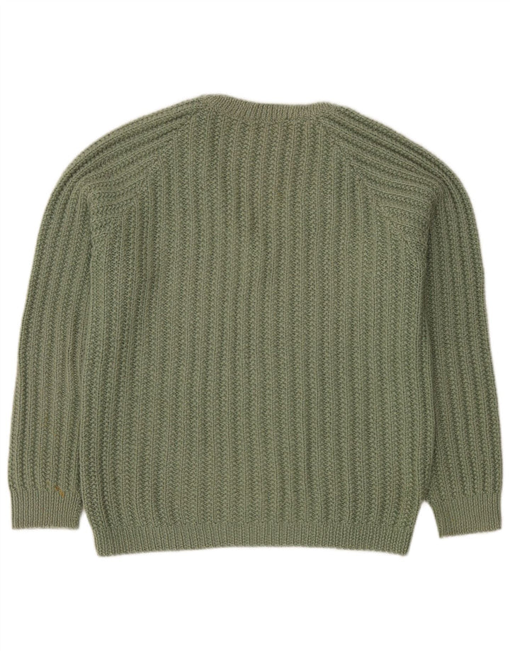 Vintage męski sweter z dekoltem w kształcie litery V, XL, zielony