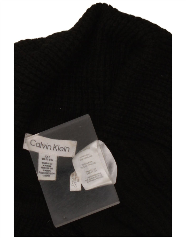 CALVIN KLEIN Damski sweter z golfem UK 18 XL, czarny akryl