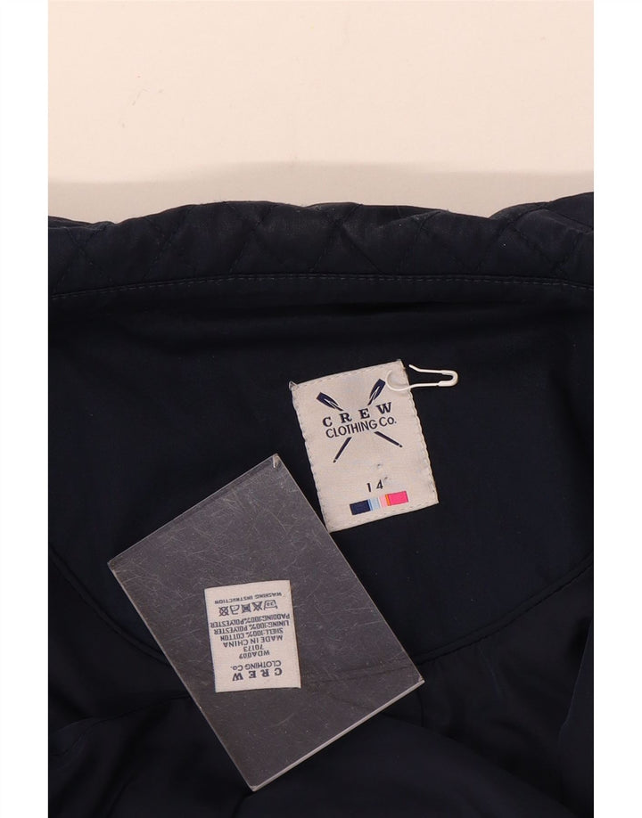 CREW CLOTHING Damska pikowana kurtka UK 14, średnia, granatowa, bawełniana
