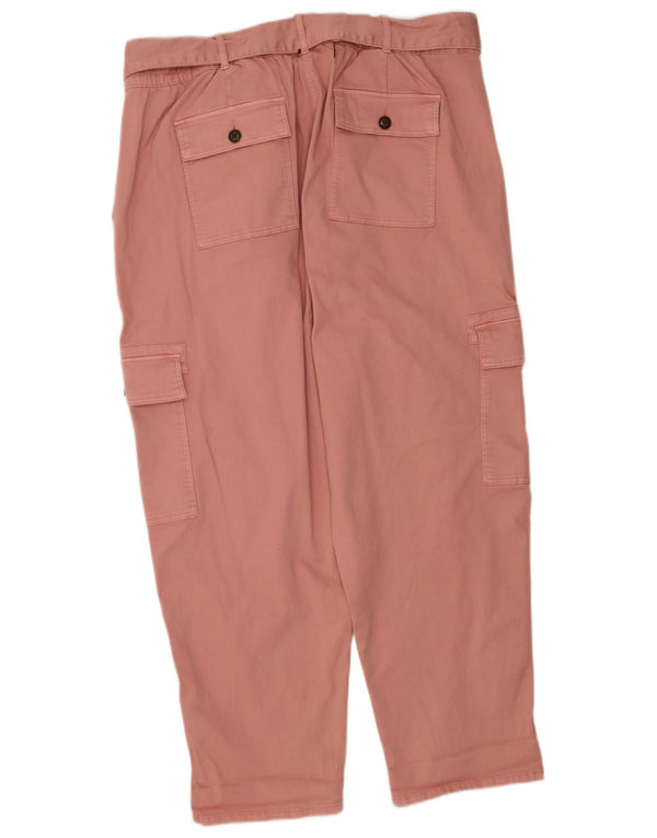 Spodnie damskie Marks & Spencer Regular Cargo UK 22 3XL W42 L28 Różowe bawełniane